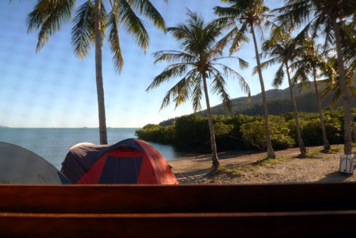 Greg's tent on the beach