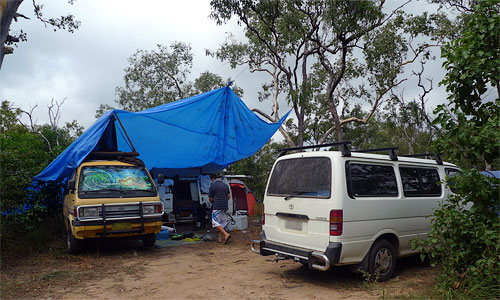 Vans setup at the camp site