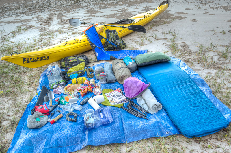 My gear for kayak camping